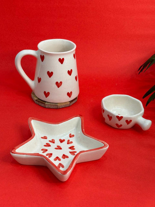 Big Coffee Mug, Heart Dip Bowl & Star Platter Combo Set (