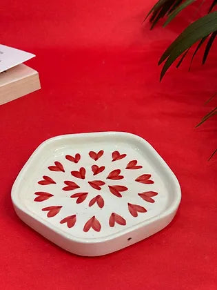 Red Heart Coffee Mug with Saucer