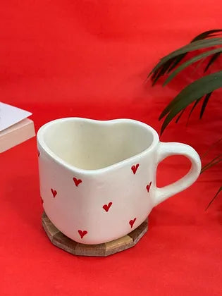 3D Red Heart Shape Coffee Mug with Saucer