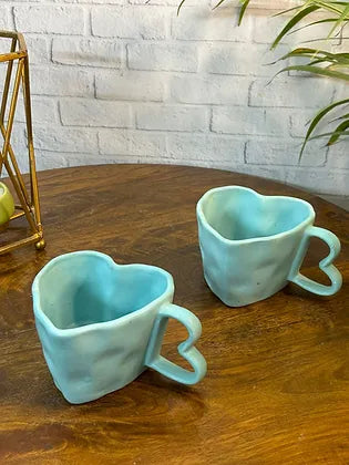 Pink & Blue Heart Shape Coffee Mugs Combo Set of 2