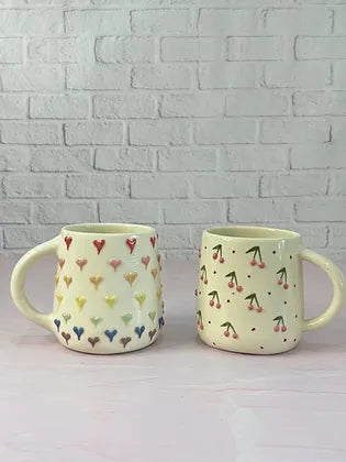 3D Cherry & Colorful Heart Coffee Mug Combo set of 2