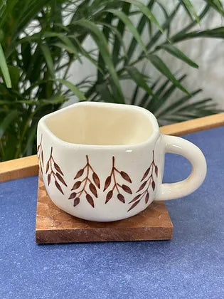 Brown Leaves Coffee Mug with Saucer