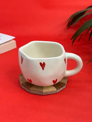 Pinterest Red Heart Coffee Mug with Saucer