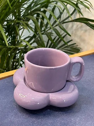 Purple Cloud Coffee Mug with Saucer