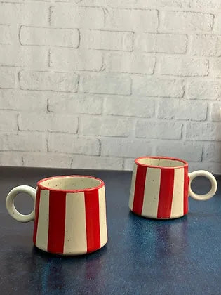 Red Lines Tea Cups (Set of 2)