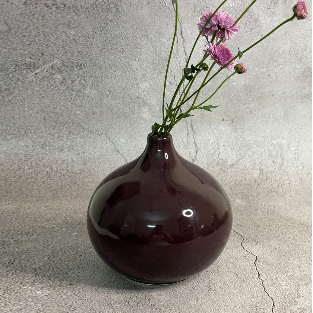 Dark Brown Water Drop Porcelain Vase