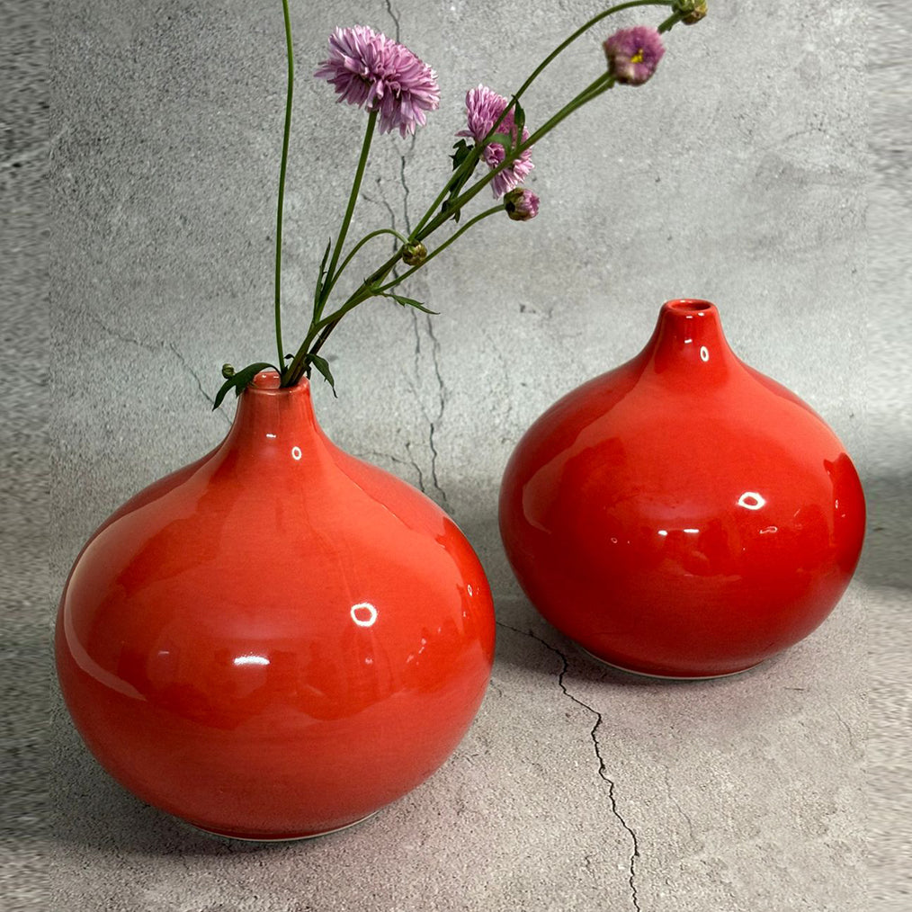 Red Water Drop Porcelain Vase