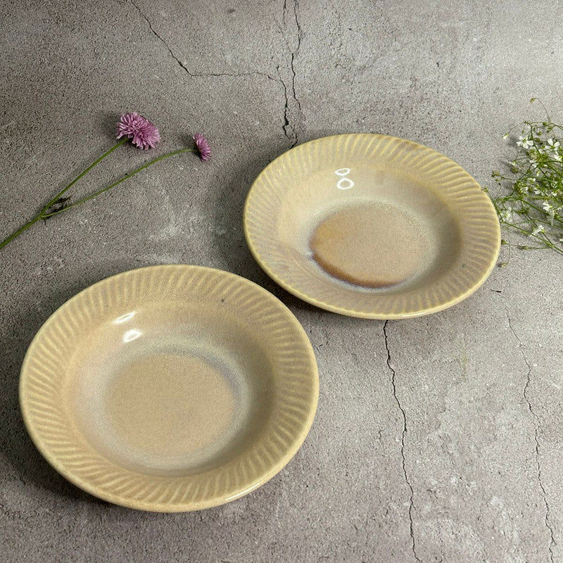 HOC-BEIGE STUDIO POTTERY PASTA PLATE (SET OF 2)