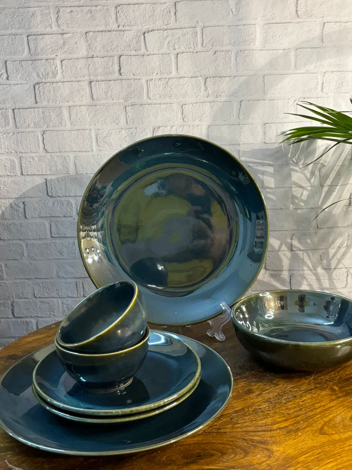 Olive Green Glaze Dinner Set (Set of 20)