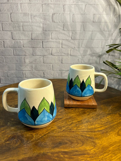 Blue Green Leaves Coffee Mug