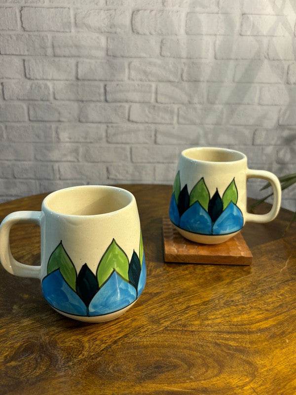 Blue Green Leaves Coffee Mug