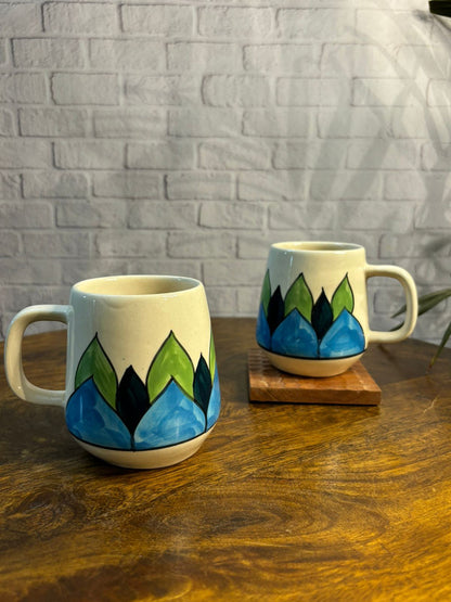 Blue Green Leaves Coffee Mug