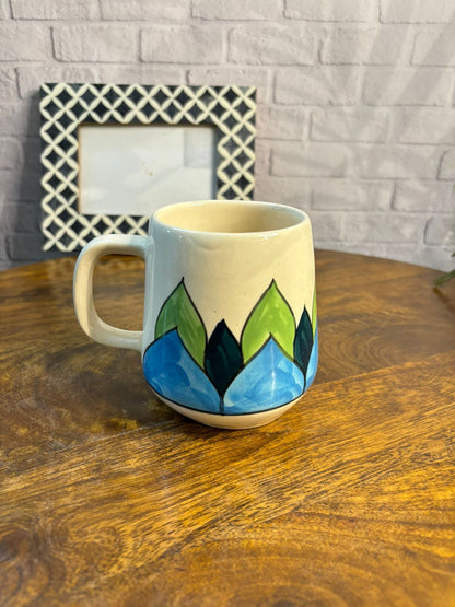 Blue Green Leaves Coffee Mug