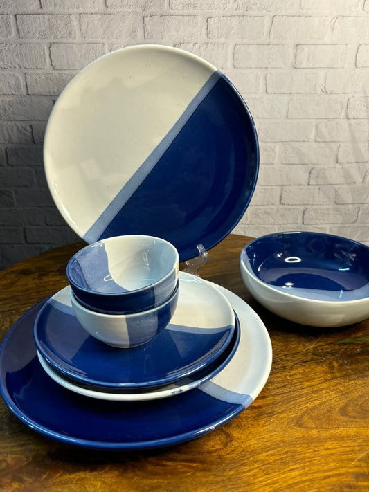 Blue Dual Shade Dinner Set Set of 7)