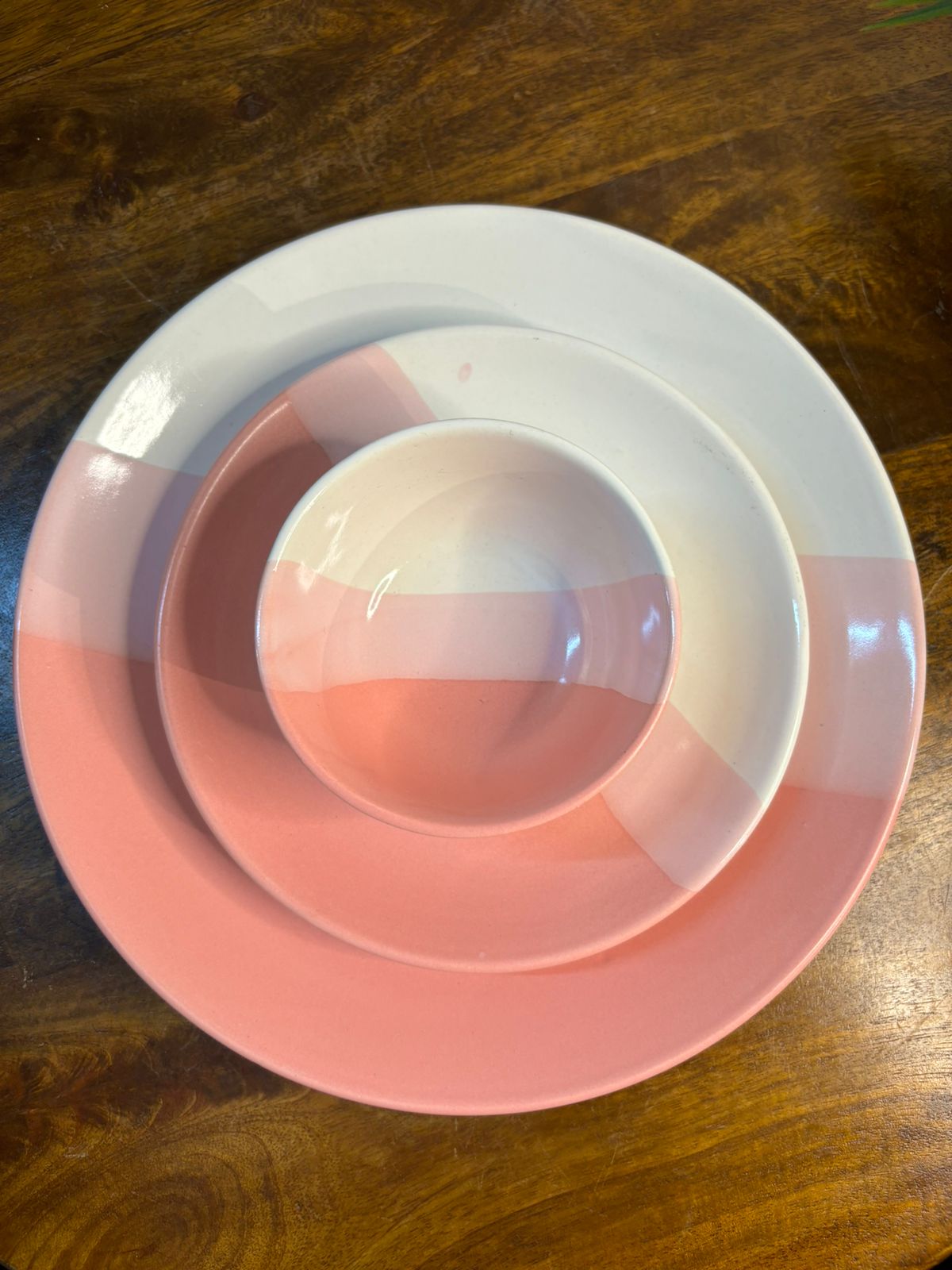 Pink Dual Shade Dinner Set (Set of 3)