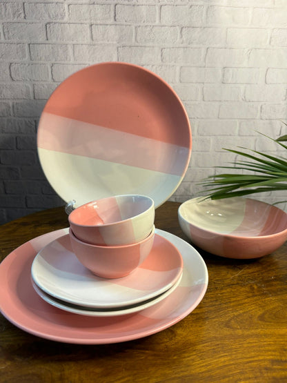 Pink Dual Shade Dinner Set Set of 7)