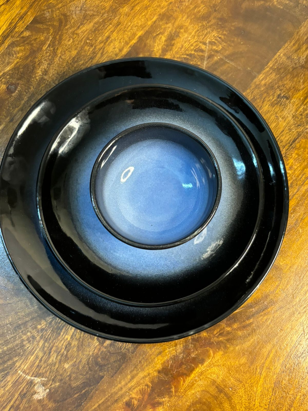 Blue & Black Glaze Dinner Set (Set of 7)