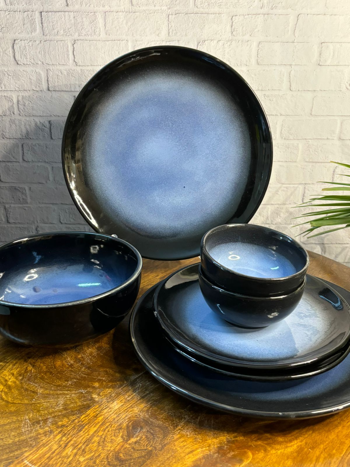 Blue & Black Glaze Dinner Set (Set of 20)