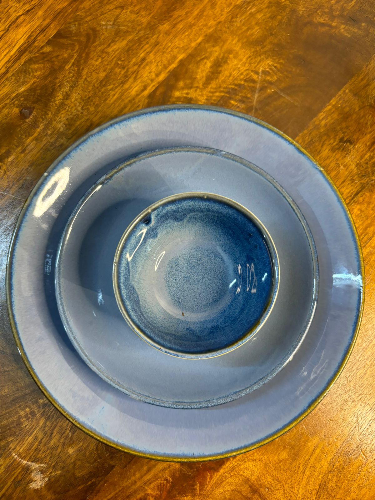 Metallic Blue Glaze Dinner Set (Set of 7)