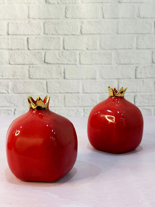 Red & Golden Pomegranate Décor Vase