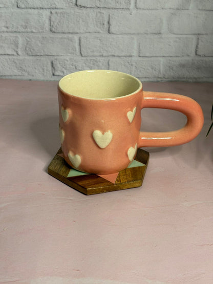 Pink 3d Hearts Coffee Mug