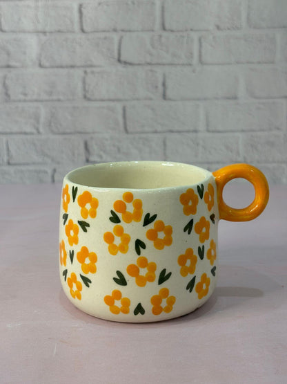 Orange Floral Coffee Mug