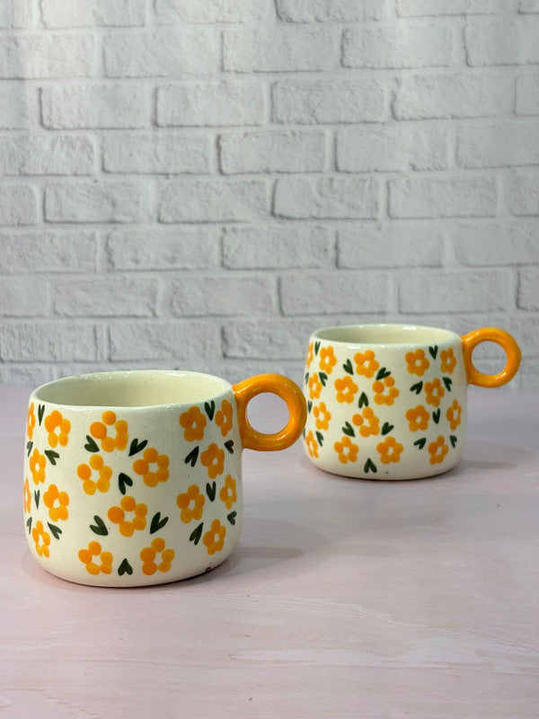 Orange Floral Coffee Mug