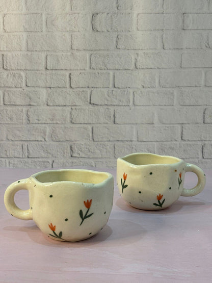 Floral Coffee Mug with Saucer