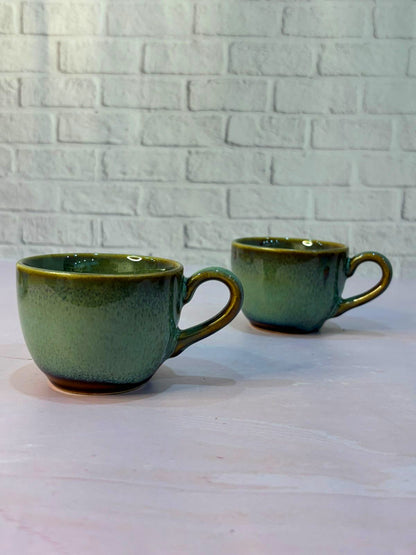 Green Glaze Tea Cups (Set of 2)