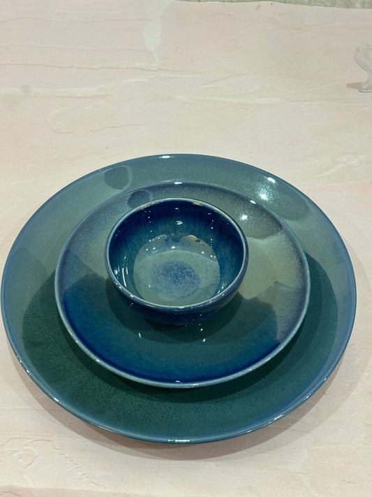 Blue Glaze Dinner Set (Set of 3)