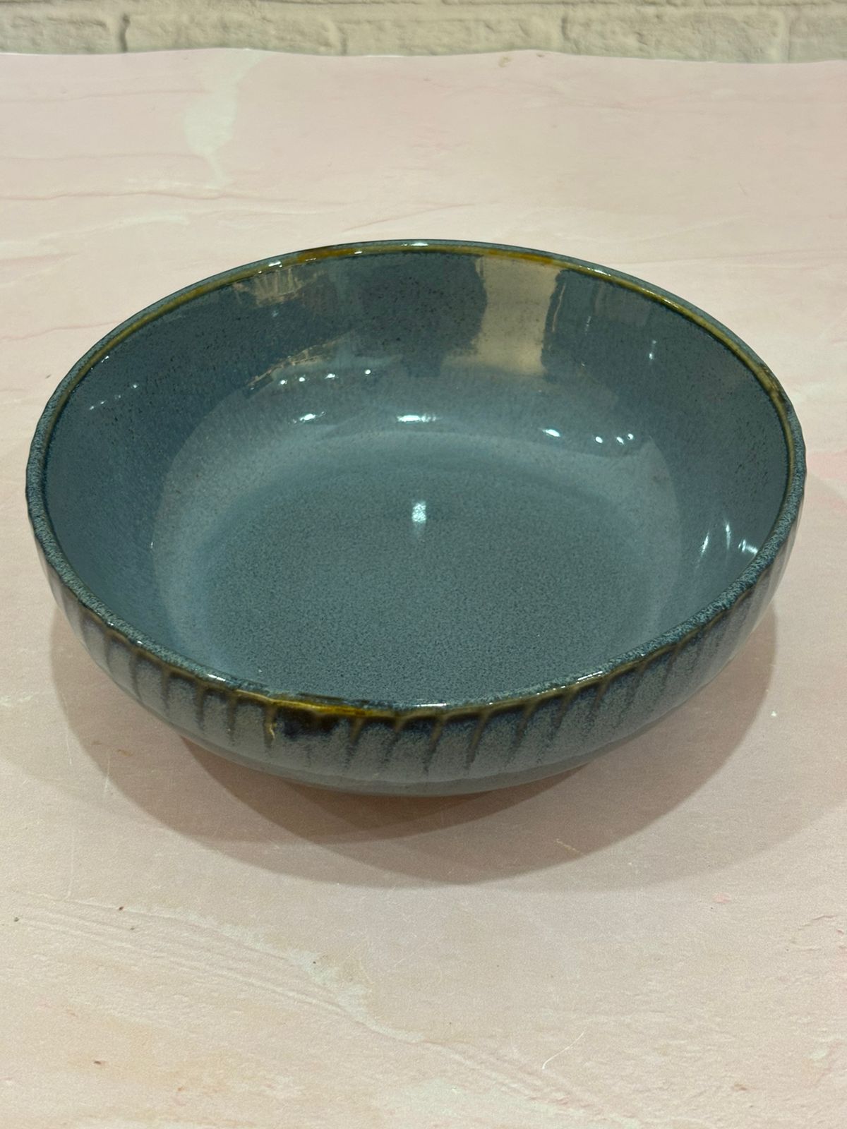 Metallic Blue Line Glaze Serving/Salad Bowl