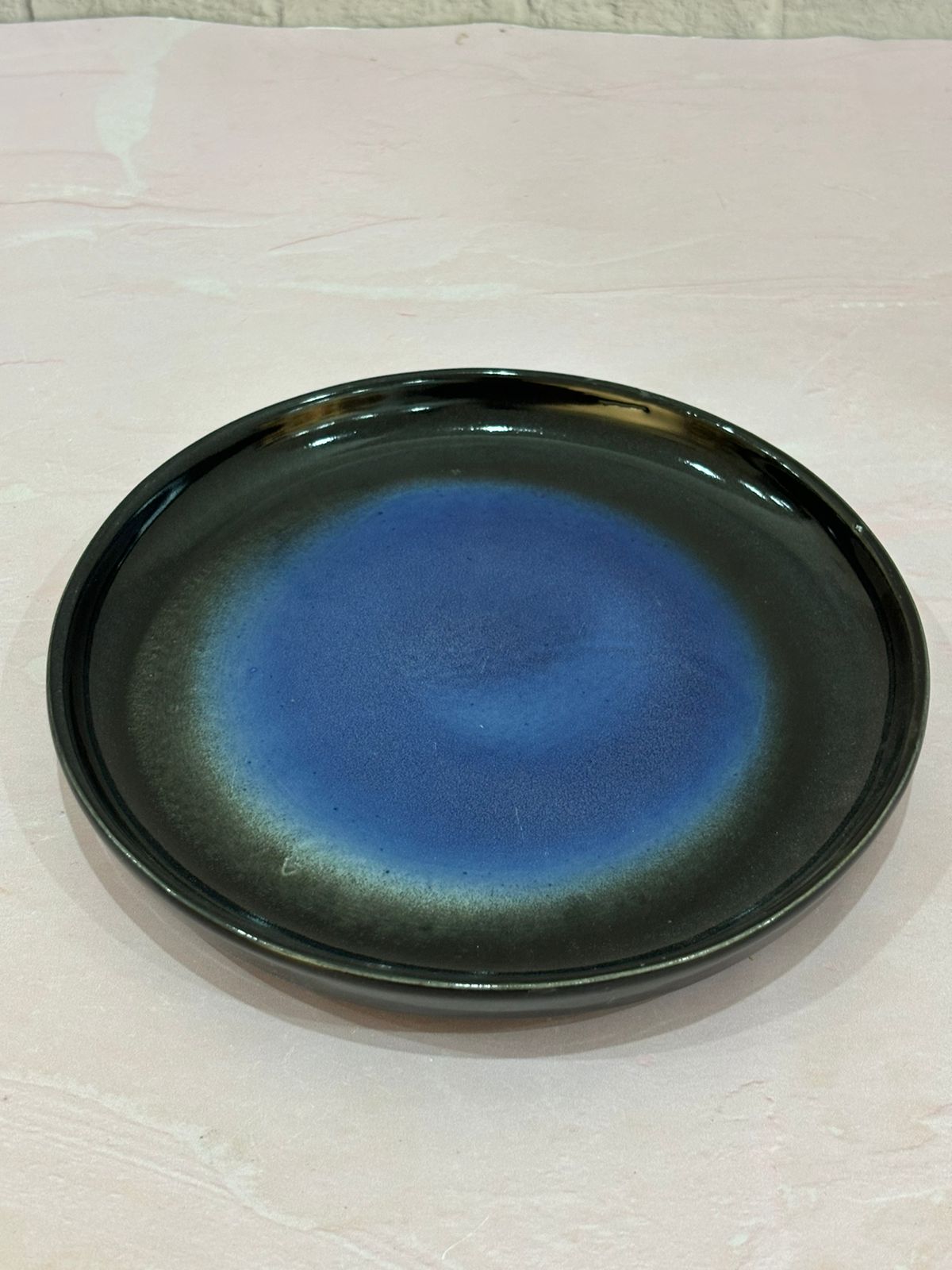 Blue Black Glaze Round Platter