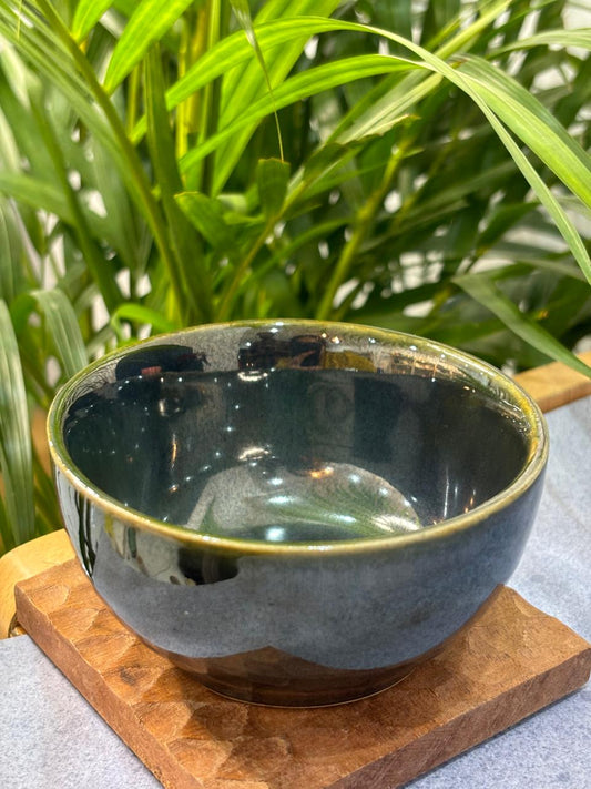 Olive Green Glaze Curry Bowl Set of 2