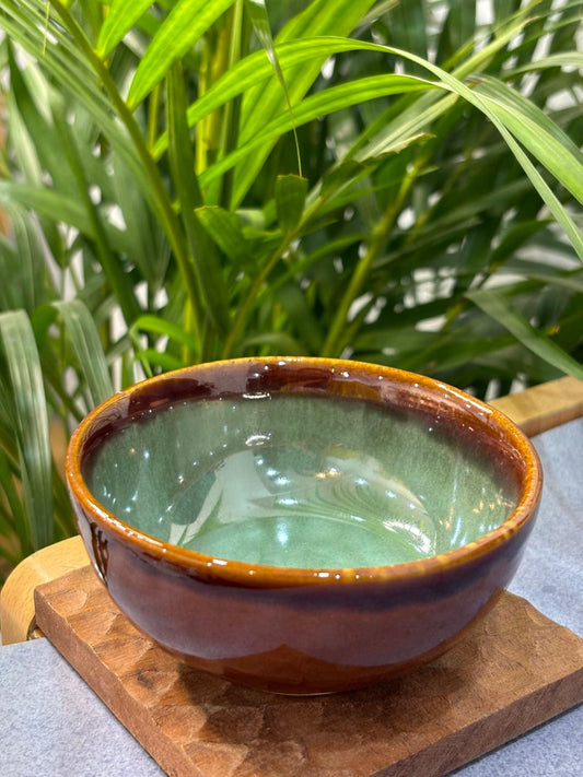 Brown Green Glaze Curry Bowl Set of 2