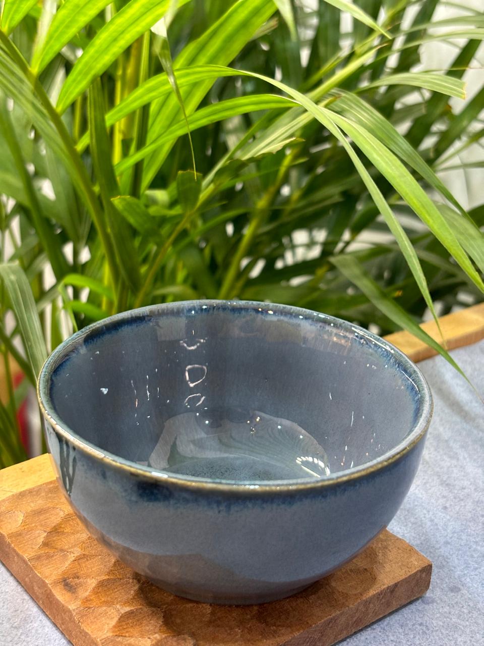 Metallic Blue Glaze Curry Bowl Set of 2