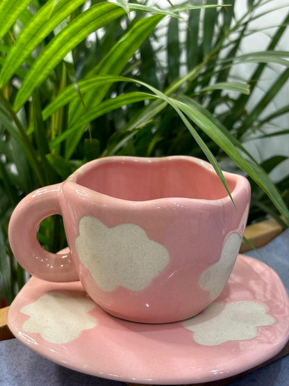 Pink Cloud Coffee Mug with Saucer