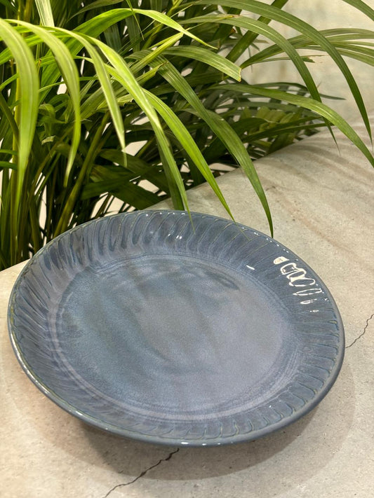 Metallic Blue Glaze Line Quarter Plate