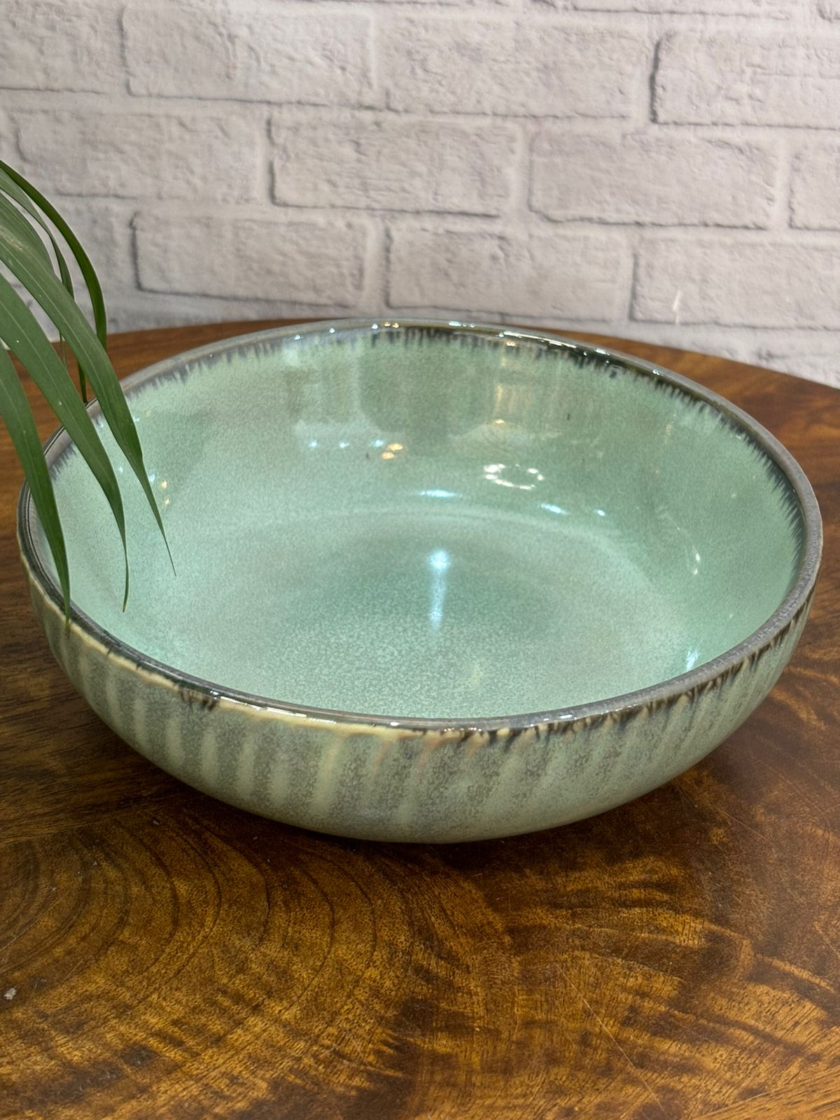 Mint Green Line Serving/Salad Bowl