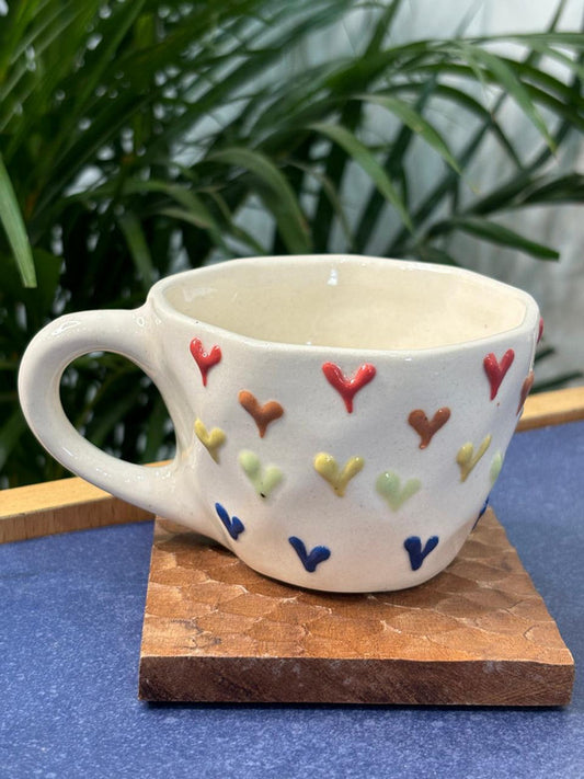 Colorful 3D Heart Coffee Mug with Saucer