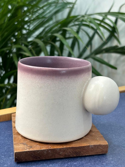 Purple Knob Handle Coffee Mug with Saucer