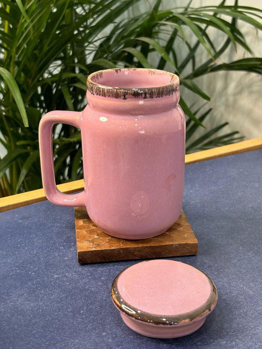 Purple Glaze Tall Coffee Mug with Lid