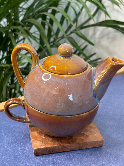 Brown Glaze 1 Pot Kettle Set