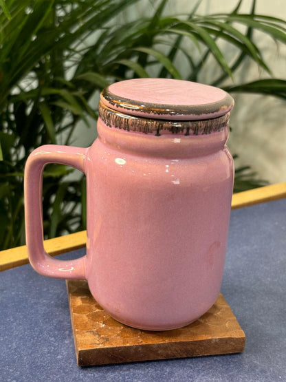 Purple Glaze Tall Coffee Mug with Lid