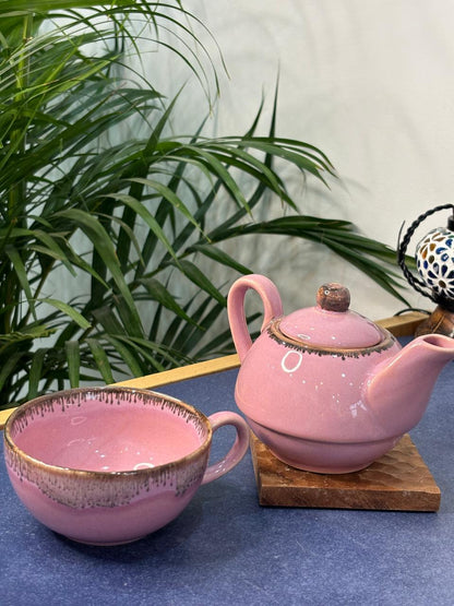 Pink Glaze 1 Pot Kettle Set