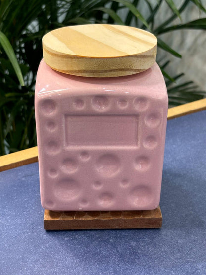 Pink Square Pastel Air-tight Jar