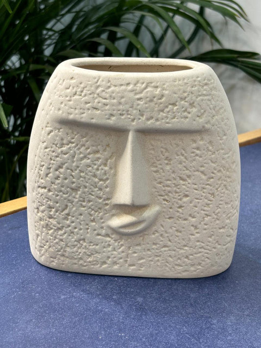 Funny Face Expression White Vase