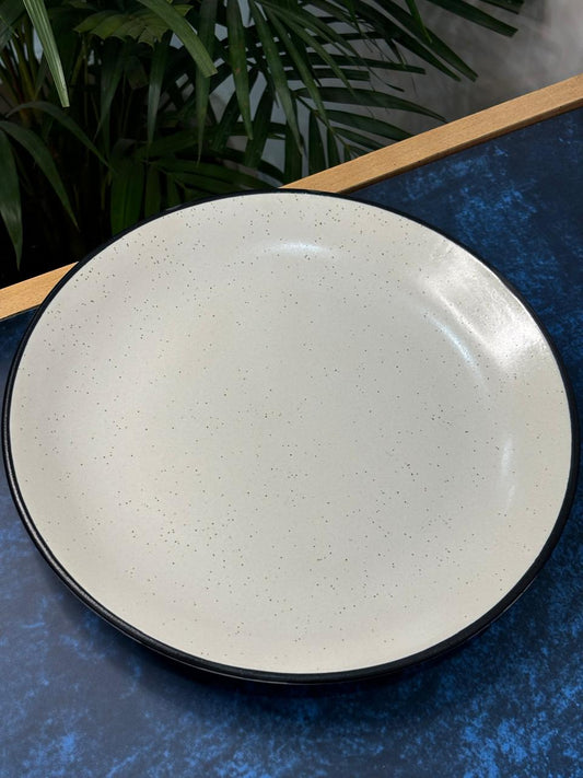 White Dinner Plate with Black Rim