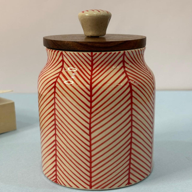 Red Lines Pattern Air-tight Jar