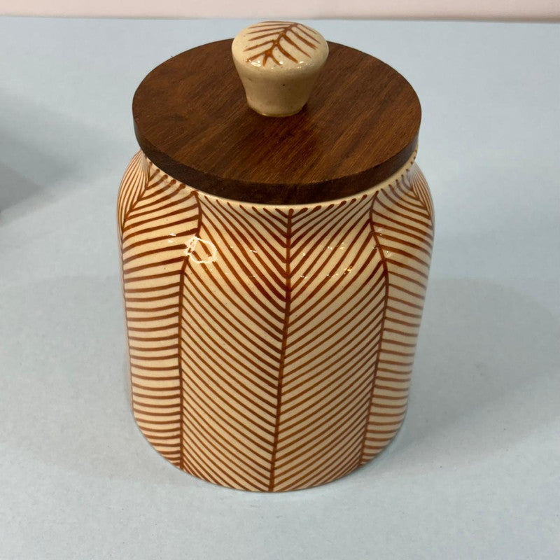 Brown Lines Pattern Air-tight Jar