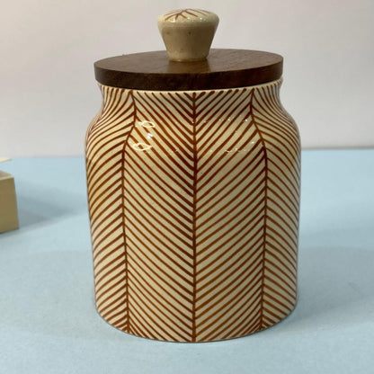 Brown Lines Pattern Air-tight Jar